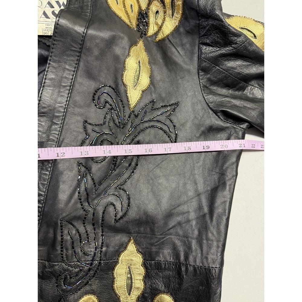 Vintage Raw Basix Leather Jacket. Black. Womens. Embellishments. Sz L - Picture 4 of 10